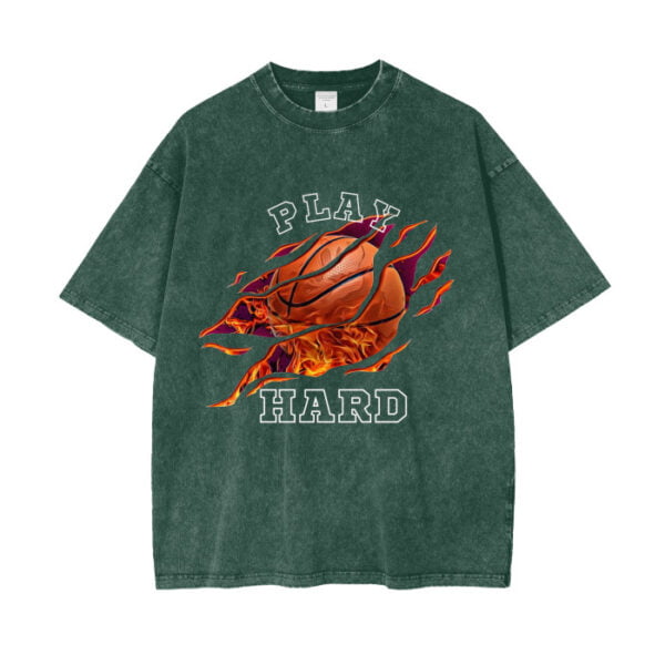 Play Hard Acid Wash Oversize T-Shirt