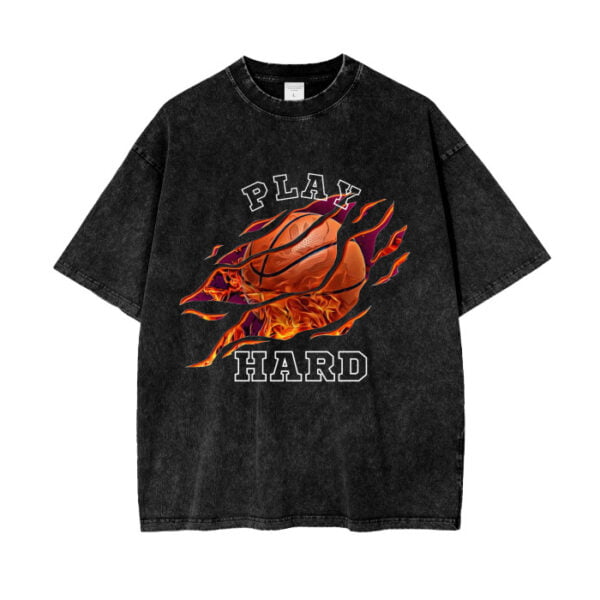 Play Hard Acid Wash Oversize T-Shirt