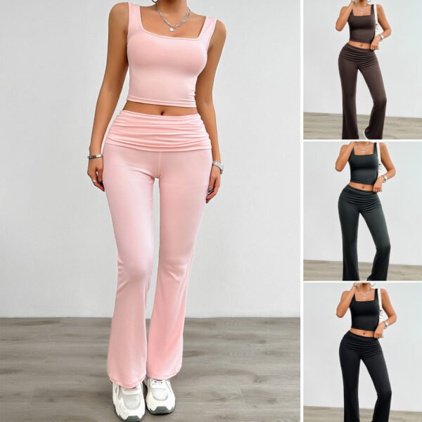 Women's Fashion Casual Solid Color Vest Body-Hugging Suit. Designed for the modern woman, this outfit is ideal for those who appreciate a fashionable yet functional wardrobe.