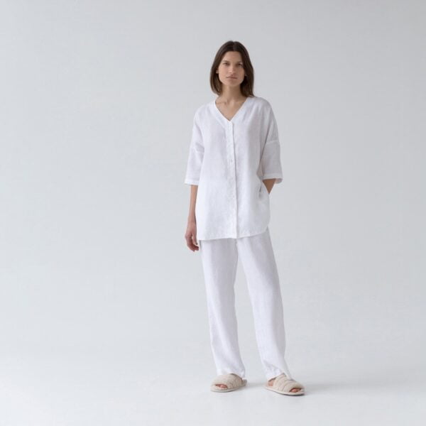 Linen Primrose Loungewear Set – Optical White