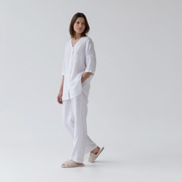 Linen Primrose Loungewear Set – Optical White