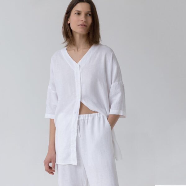 Linen Primrose Loungewear Set – Optical White