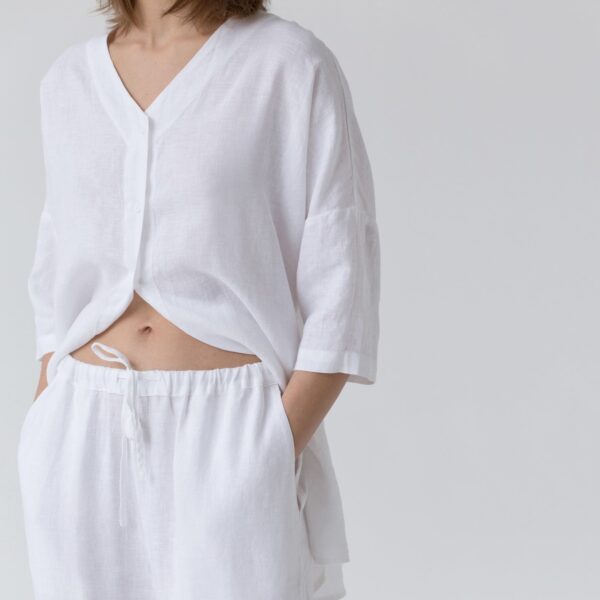 Linen Primrose Loungewear Set – Optical White