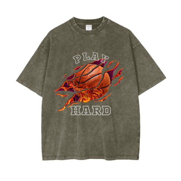 Play Hard Acid Wash Oversize T-Shirt